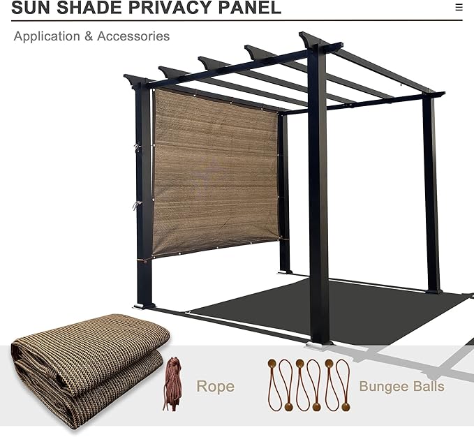 Alion Home Sun Shade Privacy Panel with Grommets and Hems on 4 Sides for Patio, Awning, Window, Pergola or Gazebo - Mocha Brown (6' W x 5' H)