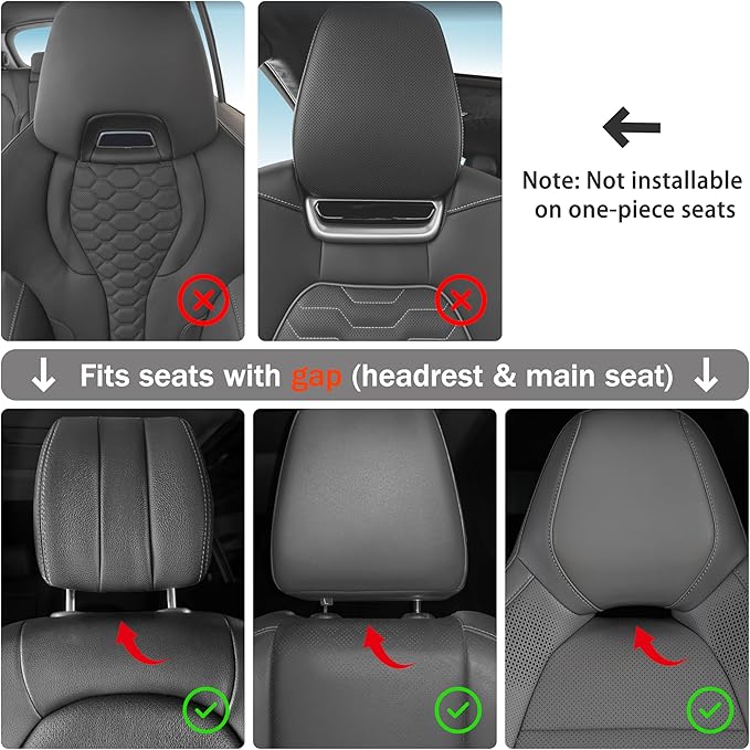 2pcs Car Neck Pillow for headrests,Support Drive Seats Head Cushion Pillows,Microfiber Velvet,Plant-Based Polyester,Thickness & Height Adjustable,11.8x7.5,Inner Liner fillable(Grey)