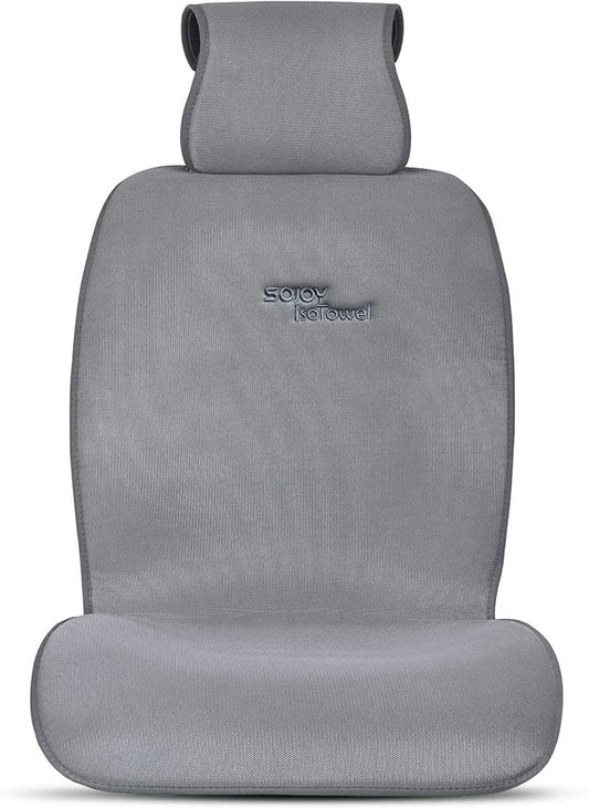 Sojoy IsoTowel Car Seat Cover,Microfiber Seat Towel,with Quick-Dry Material and Non-Slip Back,Car Seat Protection for All Workouts,All-Weather(Gray)