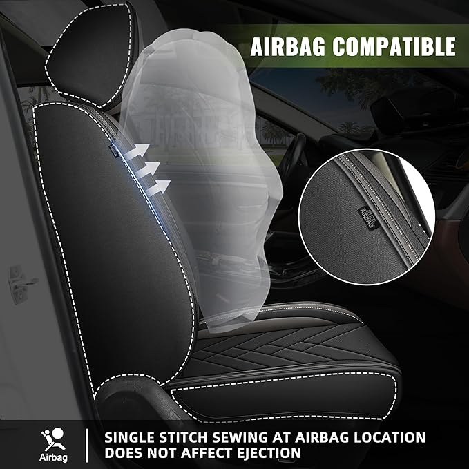 AOMSAZTO Car Seat Cover for Chevrolet Chevy Tahoe 2011-2025 2026 Full Set, Leather Car Seat Protector Waterproof, Non Slip Car Seat Cushion, Interior Seat Covers Automotive Accessories - Black&Grey