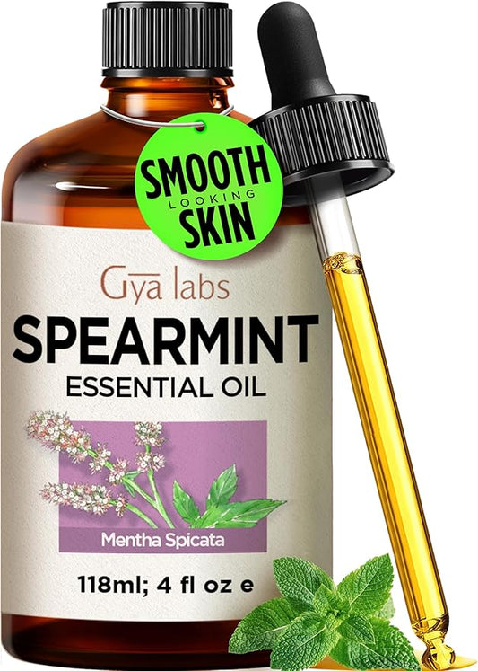 100% Pure Spearmint Essential Oil - 4 Fl Oz - Spearmint Oil for Hair, Skin, Diffuser, Aromatherapy & DIY Candle Making Scent