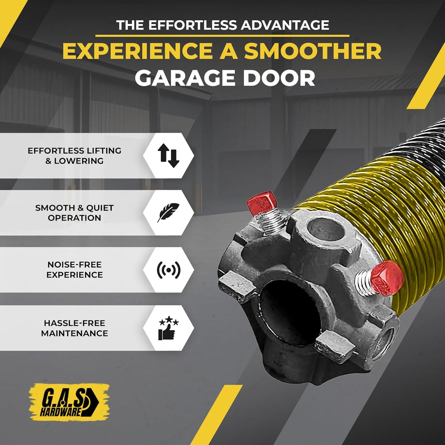 Garage Door Torsion Spring 250x1.75x39 Includes 1” Steel Bearing, Non-Slip Gloves, and Winding Bars for Left Side of Garage Door Precision E-Coating 5-Year Warranty Min. 30,000 Cycles (Red Cone)