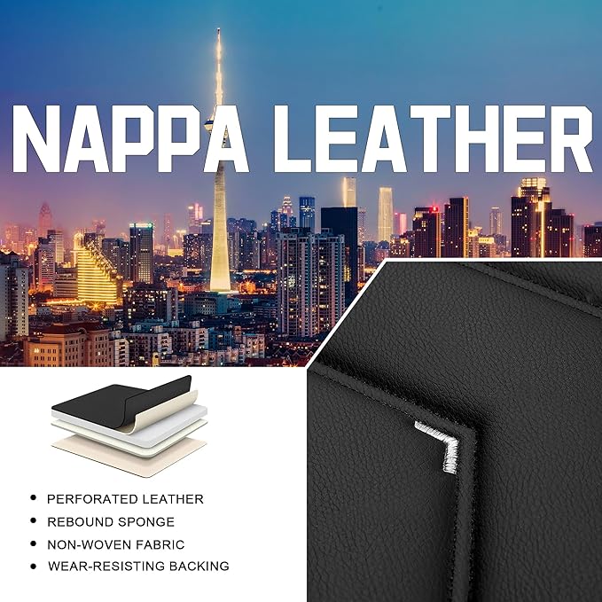 CTDS Car Seat Covers for Toyota Corolla 2000-2026, Stylish Sport Seat Cover, Premium Nappa Leather Car Seat Cover. Automobile Seat Covers Sets.(Luxury 5 Seats/Black White)
