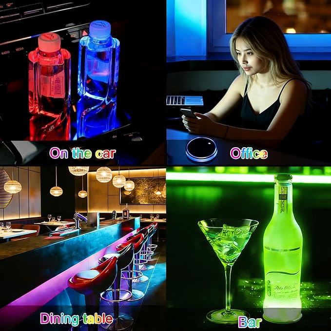 Bigfoot LED Cup Holder Lights for Car,2Pcs LED Light Up Cup Holder Coasters with USB Charging 7 Colors,Waterproof Interior Atmosphere Lamp,Car Decor Accessories Sasquatch Gifts for Women Men
