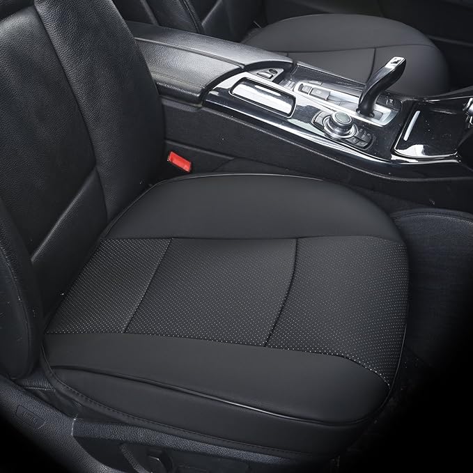Luxury PU Leather Car Seat Cover Protector Front, Bottom Single Seat Cover-Compatible with 90% Vehicles (Width 20.8 ×deep 21×Thick 0.2 inch) (Black)