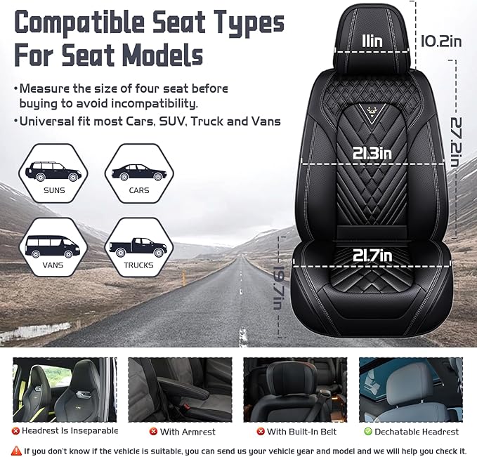 Truck Seat Covers for Toyota Tacoma 2006-2026, Waterproof Premium Leather Full Coverage Car Seat Cover, Muscle Sport Style Auto Interior Seat Cover Sets (Full Set/Black)