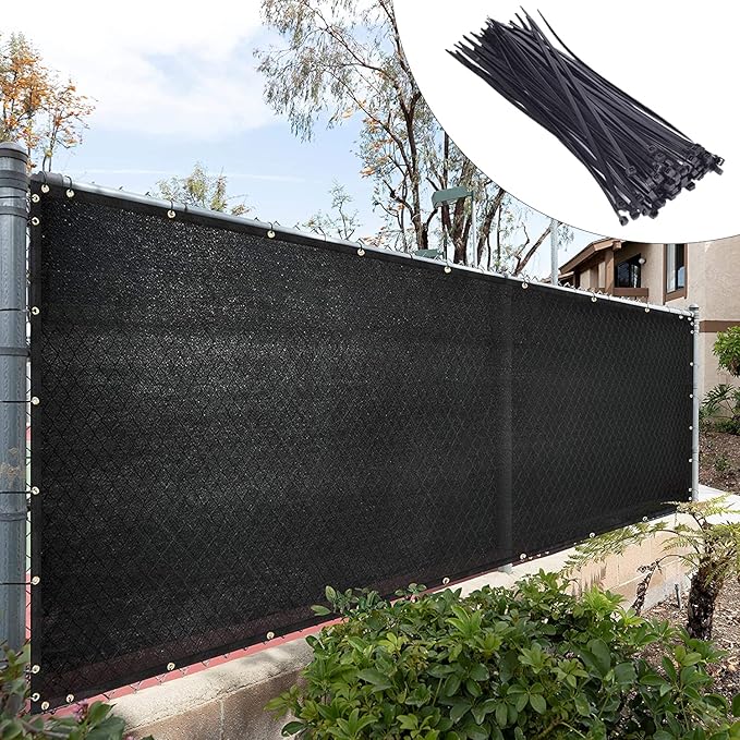 Royal Shade Custom Size 5' x 93' Black Fence Privacy Screen Windscreen Cover Netting Mesh Fabric Cloth - Cable Zip Ties Included (We Make Custom Size)