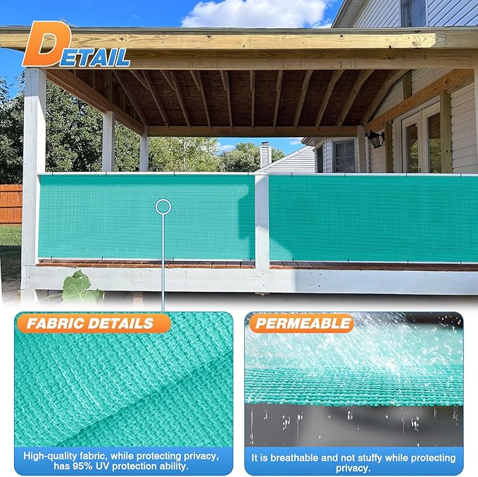 TANG Sun Shade Fabric Roll 8'x71' Shade Cloth for Garden Turquoise Green HDPE Mesh Shading Pergola Cover Replacement Canopy, 95% Blockage Sunshades for Outdoor Patio Backyard Plant