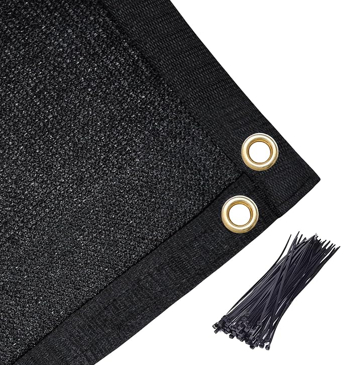 Amagenix 90% Shade Fabric 18'X 23' Black Sun Shade Cloth with Grommets for Pergola Replacement Shade Cover Canopy, Heavy Duty, Cable Zip Ties Included (We Customized)