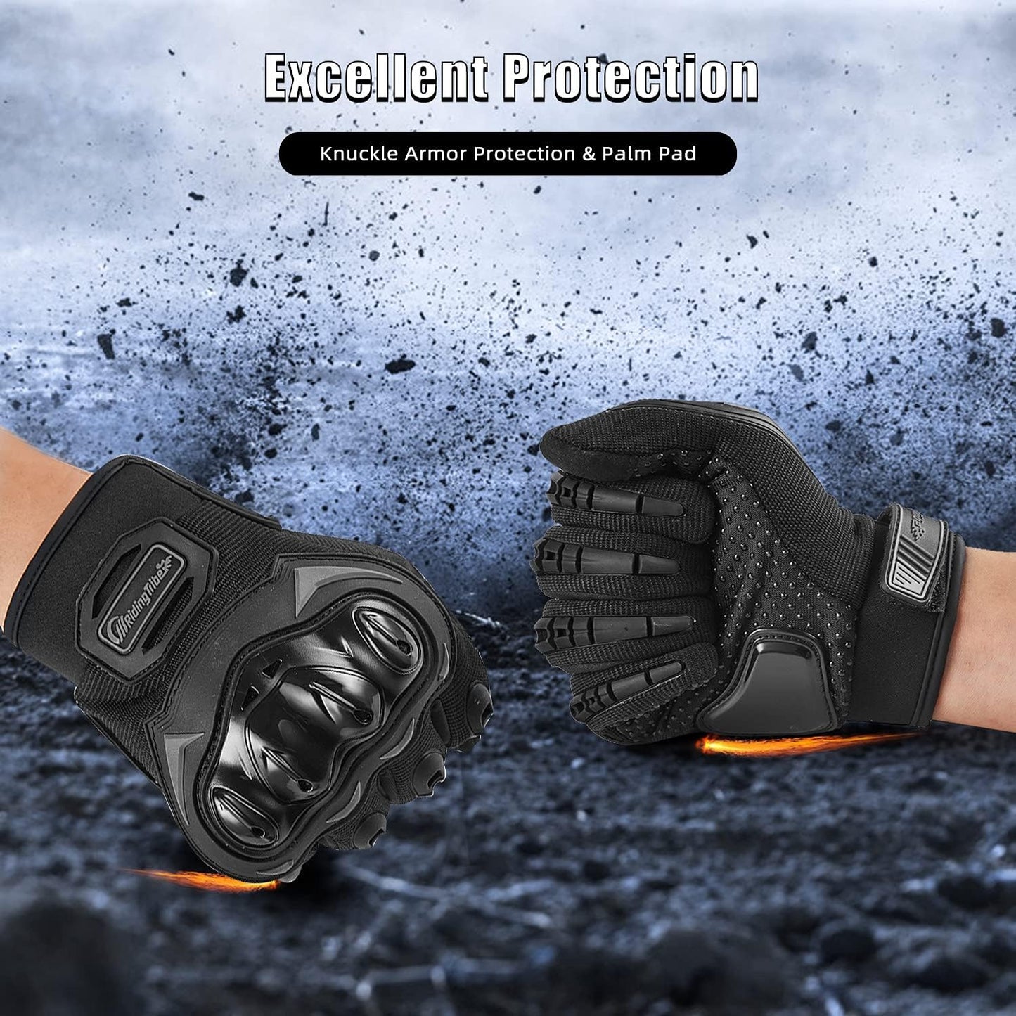 Motorcycle Gloves for Men and Women Full Finger Touchscreen Mountain Dirt Bike Gloves for Powersports BMX ATV MTB Driving Motocross Cycling Gloves(L, Black)