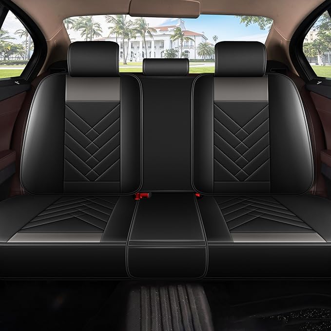 AOMSAZTO Car Seat Covers Full Set Fit for Nissan Maxima 2011-2023 Waterproof Faux Leather Car Seat Cushions Automotive 5 Seat Covers Set（Black&Grey）