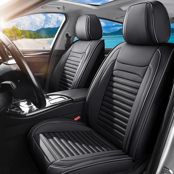 Car Seat Covers Full Set Fit for Toyota C-HR 2018-2022, Premium Faux Leather Car Seat Protector,Breathable Anti-Slip Full Wrapping Edge Seat Covers(Black,Full Set)