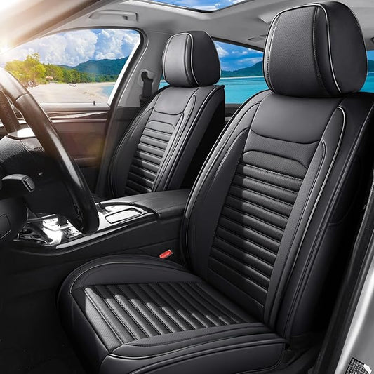 Front Seat Covers Fit for Toyota Tacoma 2001-2026, Truck Seat Covers Front Seats, Breathable Faux Leather Automotive Seat Covers Front Pair Anti-Slip Seat Cover(Black, Front)