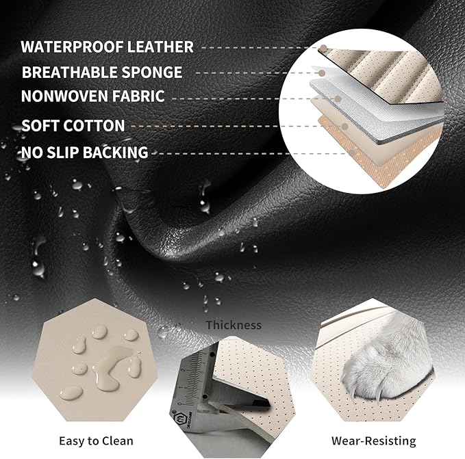 Car Seat Covers Full Set Fit for Toyota RAV4 Hybrid 2016-2026, Premium Faux Leather Car Seat Protector,Breathable Anti-Slip Full Wrapping Edge Seat Covers(Beige,Full Set)