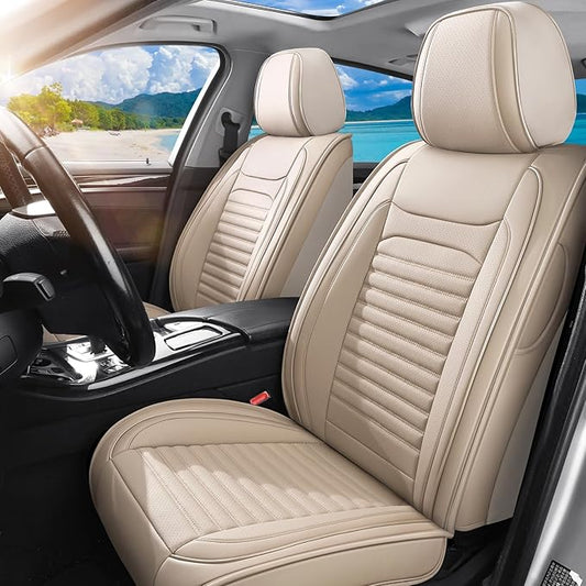 Front Seat Covers Fit for Toyota Prius 2001-2026, Car Seat Covers Front Seats, Breathable Faux Leather Automotive Seat Covers Front Pair Anti-Slip Seat Cover(Beige, Front)