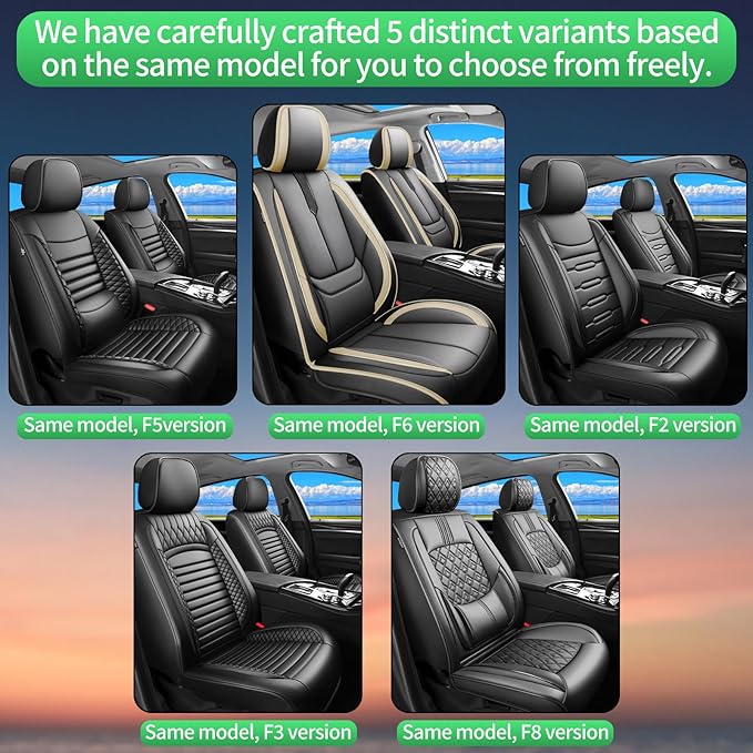 Fit Accent Car Seat Covers for Hyundai Accent 2006-2025 2026 -Upgraded Premium Waterproof & Breathable Leather,Airbag Compatible,All-Weather Seat Cushion Protector,2 Front/Black-Beige