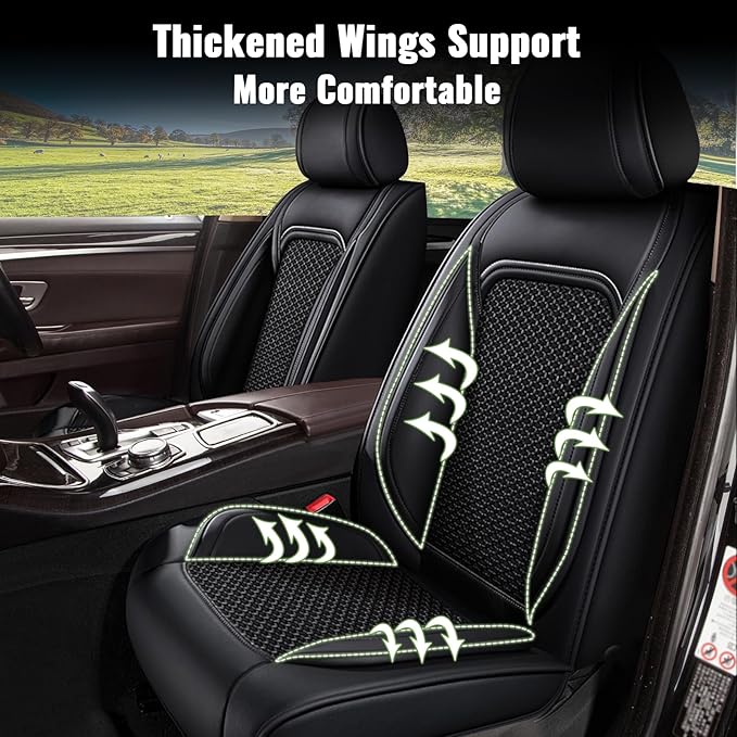 Car Seat Covers Full Set for Toyota Camry 2012-2025 2026, Breathable Cooling Ice Silk Leather Car Seat Covers, 5 Seats Vehicle Seat Protector Seat Cushion Auto Accessories (Black)