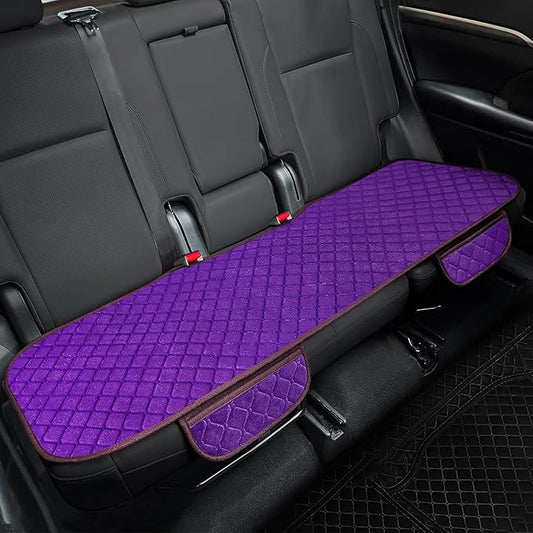 surpassme Comfortable Car Seat Covers Universal Back/Brench Seat Coves for Car Accessories with Storage Pockets, Padded Car Interior Covers for Automotive, SUV, Truck, and Van(Purple)