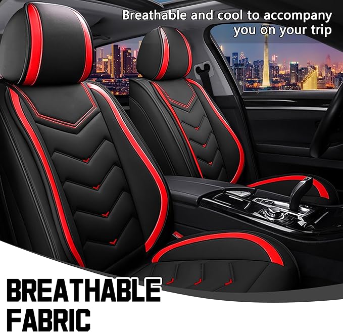 CTDS Car Seat Covers for Honda HR-V 2016-2026, Stylish Sport Seat Cover, Premium Nappa Leather Car Seat Cover. Automobile Seat Covers Sets.(Standard 2 Seats/Black Red)
