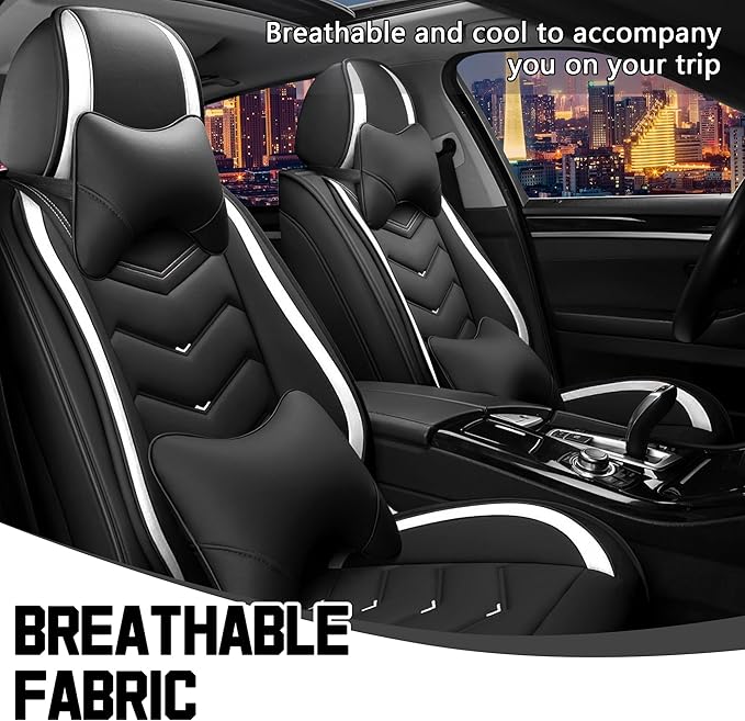 CTDS Car Seat Covers for Toyota Corolla 2000-2026, Stylish Sport Seat Cover, Premium Nappa Leather Car Seat Cover. Automobile Seat Covers Sets.(Luxury 2 Seats/Black White)