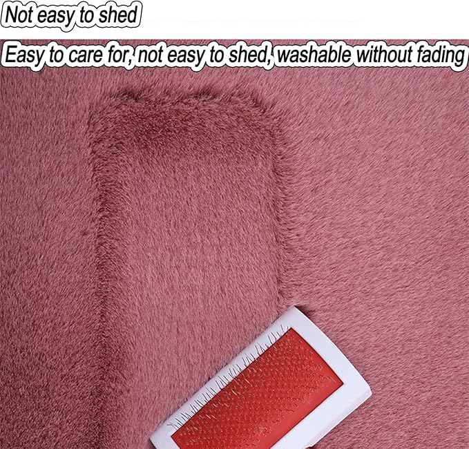 Plush Car Seat Cushion, Soft Warm Fuzzy Faux Rabbit Fur Fluffy Plush Auto Seat Cover Vehicle Car Front and Back Seat Protector Pad with Non-Slip Backing Cushion Interior Universal Fit (Pink2,3PCS)