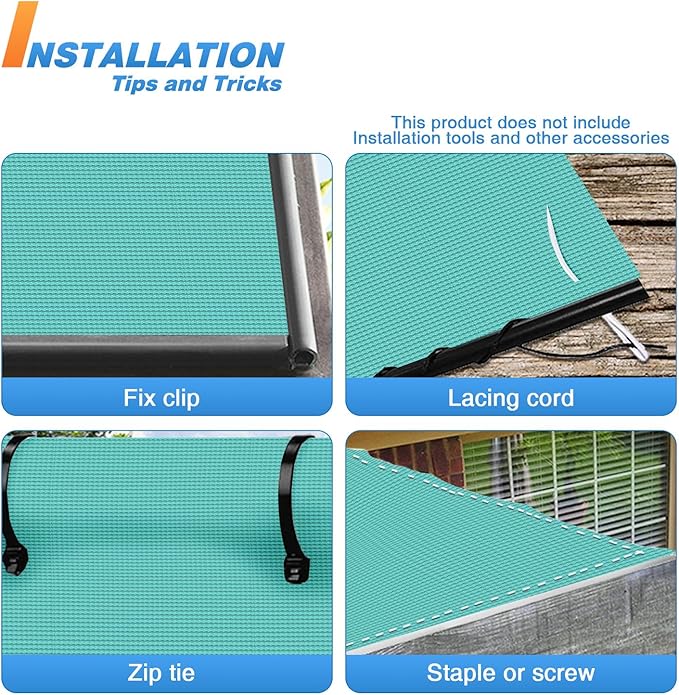 TANG Sun Shade Fabric Roll 8'x99' Shade Cloth for Garden Turquoise Green HDPE Mesh Shading Pergola Cover Replacement Canopy, 95% Blockage Sunshades for Outdoor Patio Backyard Plant
