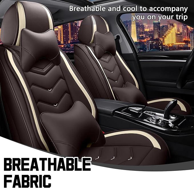 CTDS Car Seat Covers for Toyota RAV4 2000-2026, Stylish Sport Seat Cover, Premium Nappa Leather Car Seat Cover. Automobile Seat Covers Sets.(Luxury 2 Seats/Coffee Color)
