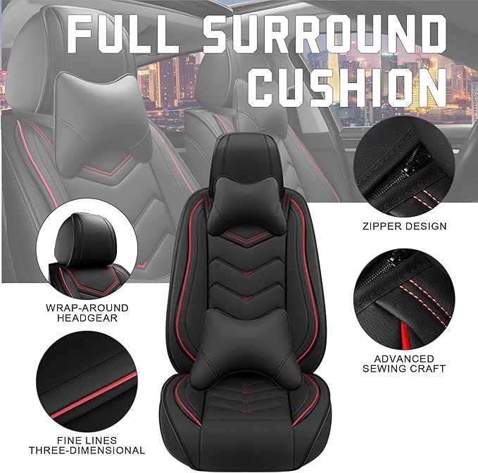 CTDS Car Seat Covers for Nissan Sentra 2000-2026, Stylish Sport Seat Cover, Premium Nappa Leather Car Seat Cover. Automobile Seat Covers Sets.(Luxury 5 Seats/Black)