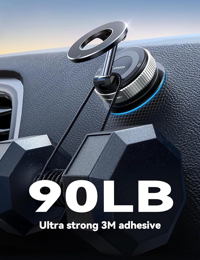 JOYROOM Magsafe Car Mount, Vacuum Car Phone Mount with Strong Magnet, 360° Metal Strut Suction Cup Phone Mount for iPhone 17 Pro Max/16 15 14 13 12 Series& Android Magsafe Case,Silver