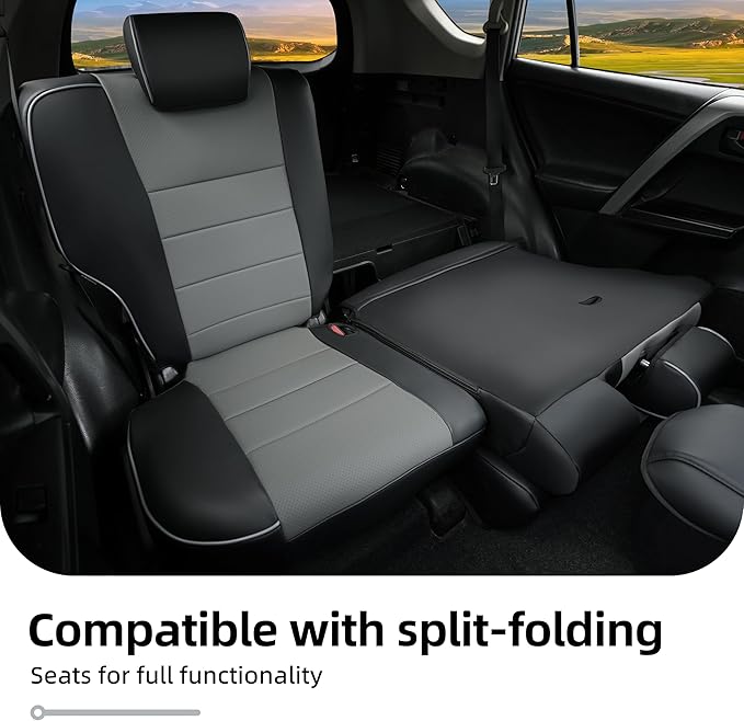 Lolcar Rav4 Seat Covers Custom Fit for Toyota Rav4 XLE,Platinum,Limited 2013-2018 & SE 2016-2018, Leather Truck Seat Cover Full Set for SUV,Faux Leather(Black/Gray)