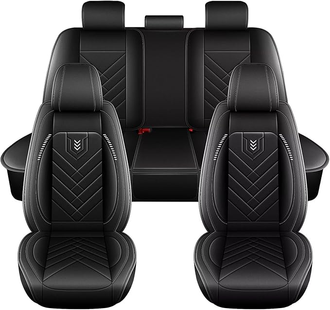 AOMSAZTO Car Seat Covers Fit for Honda Accord 2003-2017 Full Set Premium Seat Covers Waterproof Leather Automotive Seat Cushion Protector Compatible with Airbag(5 Seats,Black)