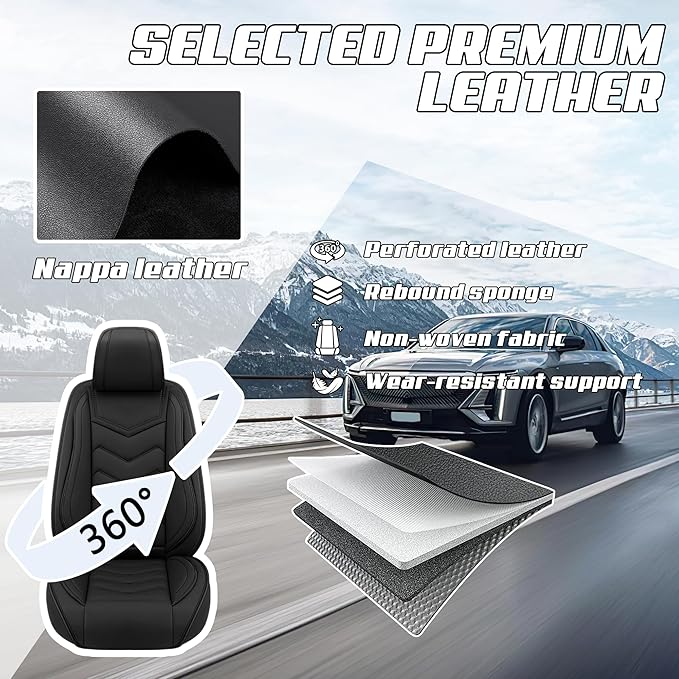 Car Seat Covers Fit for Infiniti g37 2000-2026, Stylish Sport Seat Covers, Waterproof Wear-Resistant Premium Nappa Leather Car Seat Cover.(2 Pcs Front/Pure Black)