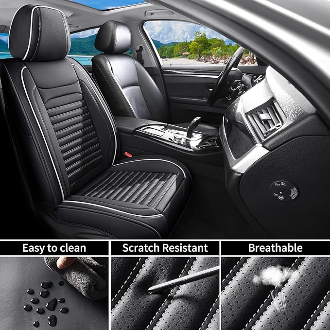 Car Seat Covers Full Set Fit for Toyota Corolla Cross 2021-2025,2026, Premium Faux Leather Car Seat Protector, Breathable, Anti-Slip, Comfortable & Durable (Black&White,Full Set)