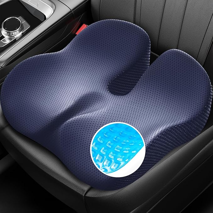 ZIKEE Gel Seat Cushion for Office Chair and Car Seat with Ergonomic Zoning, Memory Foam Chair Cushion for Sciatica, Lower Back, Tailbone Pain Relief and Intimate Ventilation, Non-Slip & Airy Cover