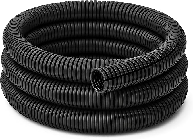 Electriduct Split Wire Loom Tubing Polyethylene Corrugated Flexible Conduit - 3/8" Nominal Size - 10 Feet - Black