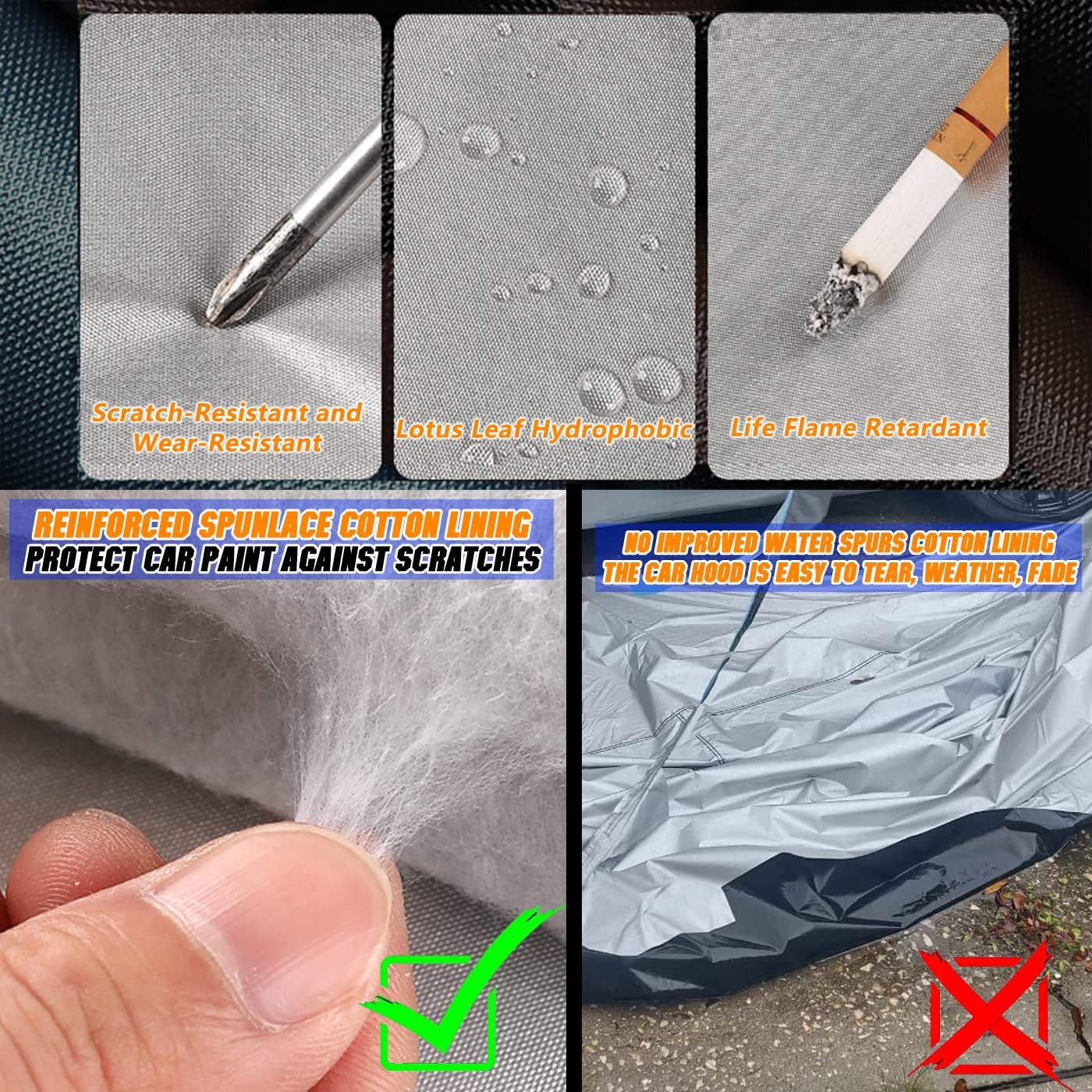Car Cover, Fit for MPV, Breathable New Material for Sun Protection, Waterproof, UV Protection, Snow and Wind Protection, with Zipper Door, Suitable for Indoor and Outdoor Use (199"-210") B16
