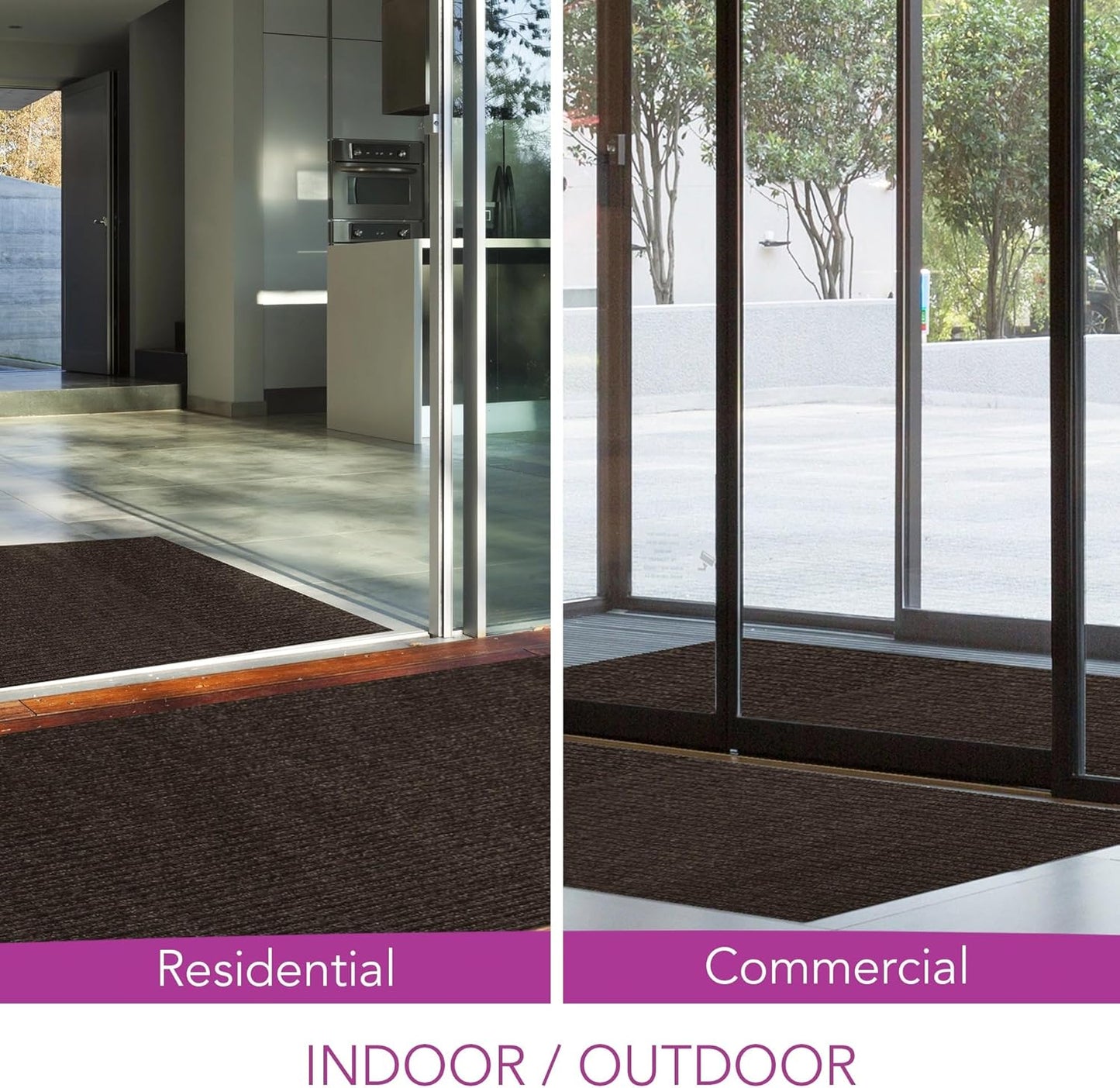 iCustomRug Spartan Weather Warrior Indoor/Outdoor Utility Ribbed Carpet Runner with Non-Slip Thermoplastic Rubber Backing, 3ft X 14ft in Brown