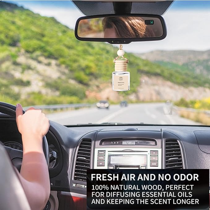 2Pack White Tea Scented Automotive Air Freshener Set, Car Accessories Decoration Hanging Scented Car Diffuser for Men Women Best Gifts
