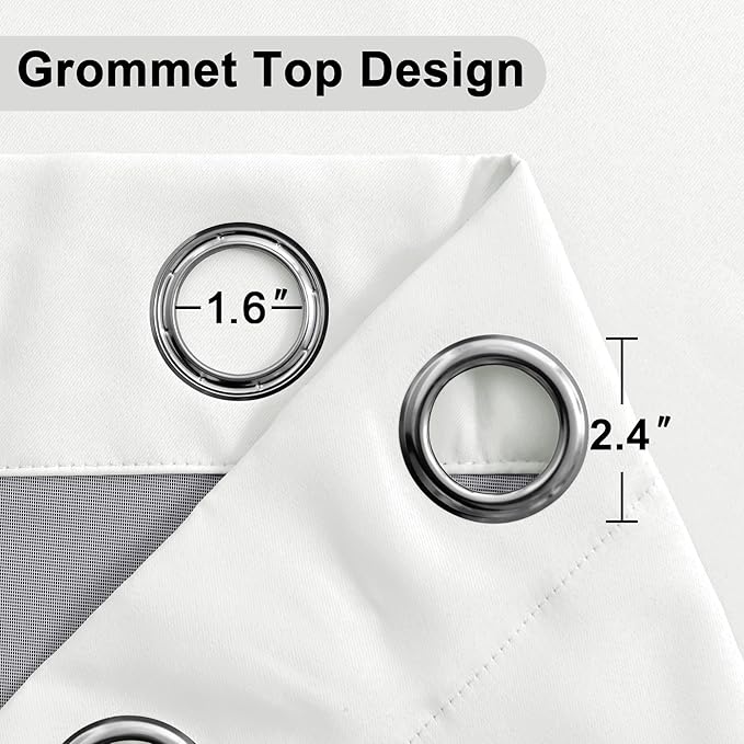 XWZO 100% Blackout Curtains 54 Inches Long with Tiebacks- Heat and Full Light Blocking, Thermal Insulated Window Panels with Grommets for Bedroom/Nursery/Office, Ivory, W52 x L54, Set of 2 Draperies