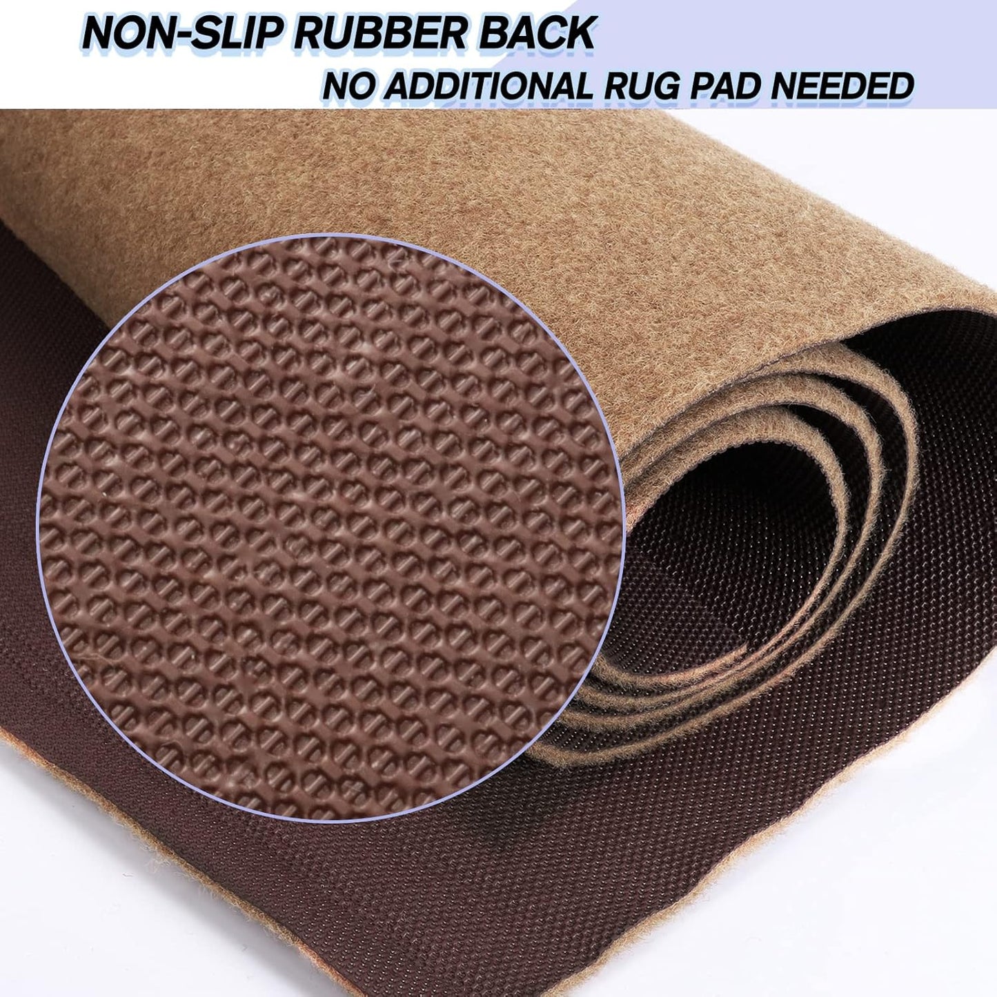 Custom Size Backed Non-Slip Area Rugs Runner, Easy Clean, Waterproof Runner Rugs for Hallway Entryway, Kitchen, Laundry, 3FT x 62FT, Beige