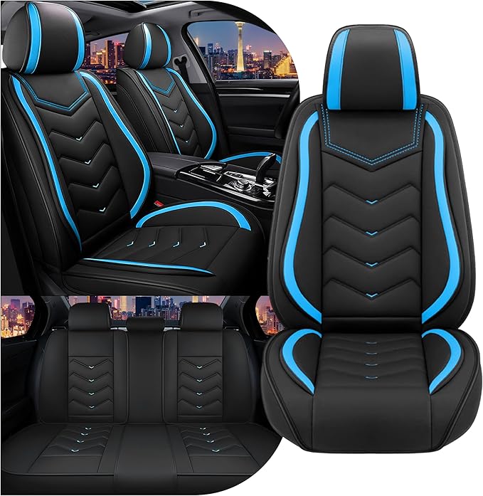CTDS Car Seat Covers for Toyota RAV4 2000-2026, Stylish Sport Seat Cover, Premium Nappa Leather Car Seat Cover. Automobile Seat Covers Sets.(Standard 5 Seats/Black Blue)