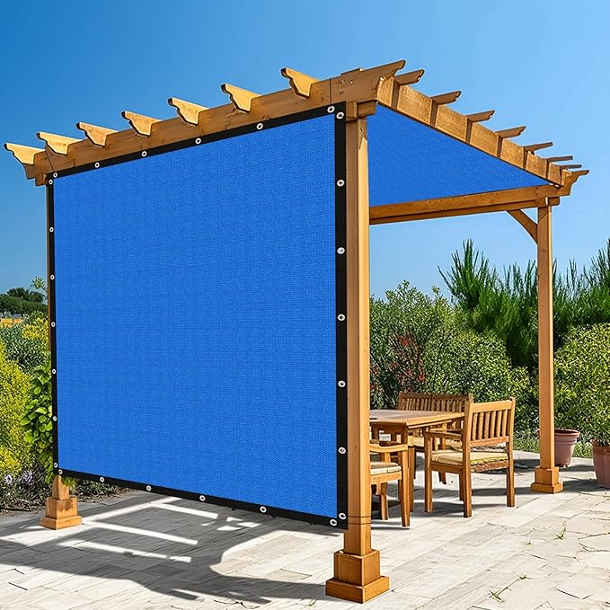 Amagenix 90% Pergola Shade Cover 4' X 18' Sun Shade Cloth with Grommets for Outdoor Garden Patio Porch, Commercial Grade 200 GSM - Cable Zip Ties Included (We Customized) GN108, Blue
