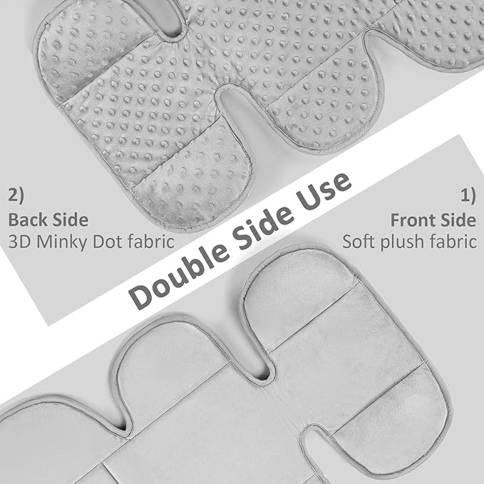 Infant Car Seat Insert Head and Body Support Thickened, GFU 3-in-1Reversible Newborn Insert for Carseat with Strap Pads, Soft Stroller Cushion Pillow Insert for Boys and Girls, Grey