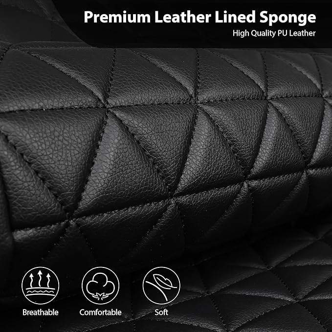 CAR PASS Bling Diamond Leather Car Seat Covers Full Seats Interior Sets, Waterproof Shining Glitter Sparkly Crystal Universal Armrest Automotive Truck SUV Cute Women Girl, Black Multicolor Rhinestone