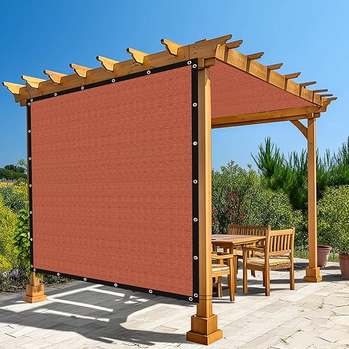 Amagenix 90% Pergola Shade Cover 10' X 14' Sun Shade Cloth with Grommets for Outdoor Garden Patio Porch, Commercial Grade 200 GSM - Cable Zip Ties Included (We Customized) GN108, Rust Red