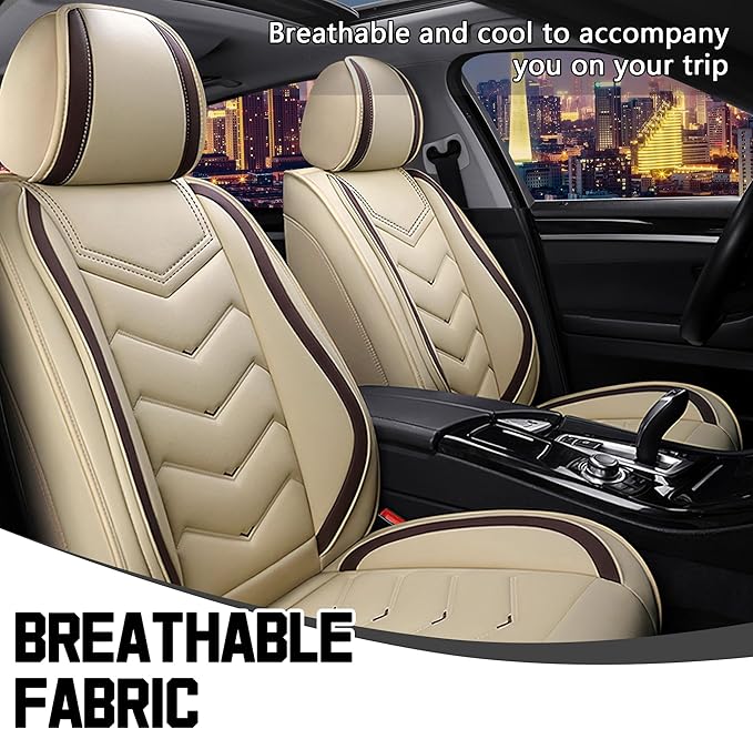 CTDS Car Seat Covers for Honda Accord 2000-2026, Stylish Sport Seat Cover, Premium Nappa Leather Car Seat Cover. Automobile Seat Covers Sets.(Standard 2 Seats/Beige)