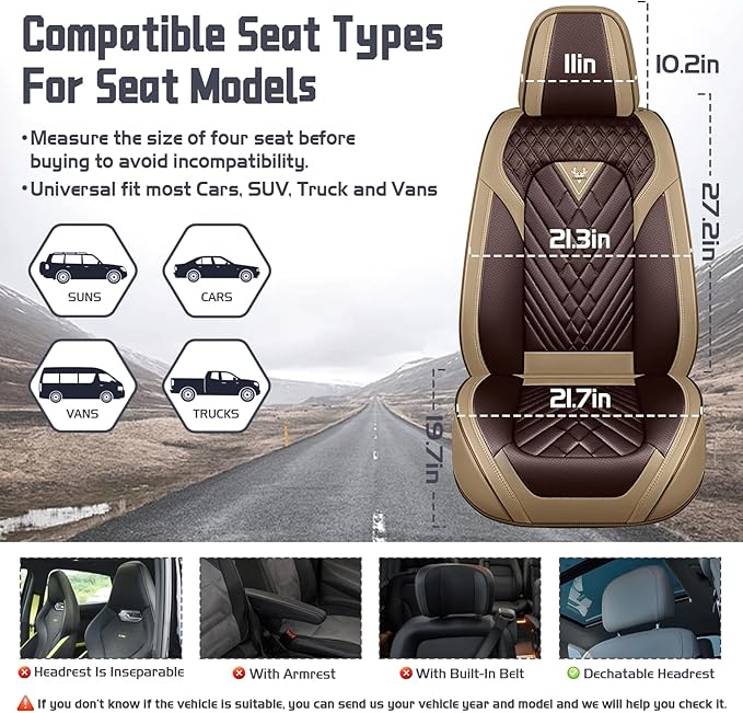 Truck Seat Covers for Ford Ranger 2019-2026, Waterproof Premium Leather Full Coverage Car Seat Covers, Muscle Sport Style Auto Interior Seat Cover Sets (Front Set/Brown Coffee)