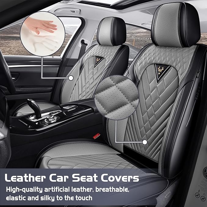 Truck Seat Covers for Ford Bronco 2021-2026, Waterproof Premium Leather Full Coverage Car Seat Cover, Muscle Sport Style Auto Interior Seat Cover Sets (Full Set/Black Gray)