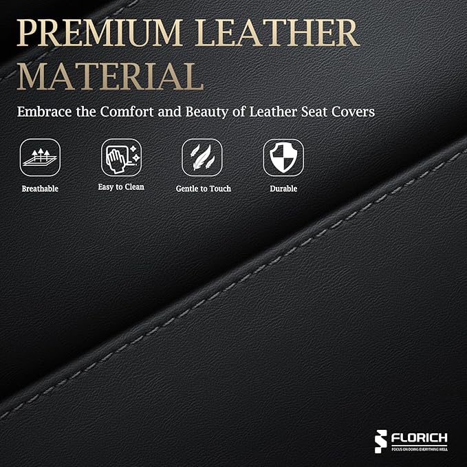 FLORICH Rear Seat Covers Leather Car Seat Covers Waterproof Back Seat Cover Automotive Seat Covers Universal Seat Cushion Protector for Most Cars Trucks SUV-Black&Red