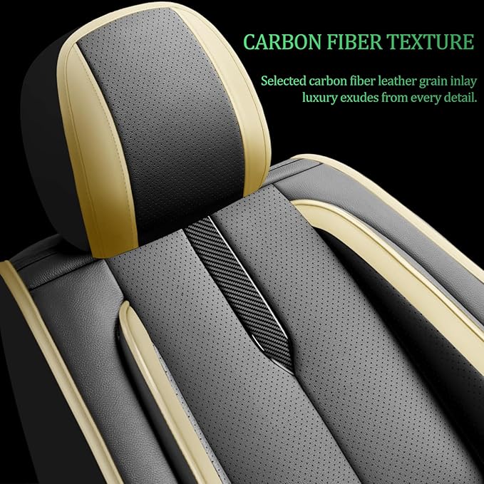 Fit Tucson Car Seat Covers for Hyundai Tucson 2010-2024 2025 2026 -Upgraded Premium Waterproof & Breathable Leather,Airbag Compatible,All-Weather Seat Cushion Protector,Full Set,Black-Beige